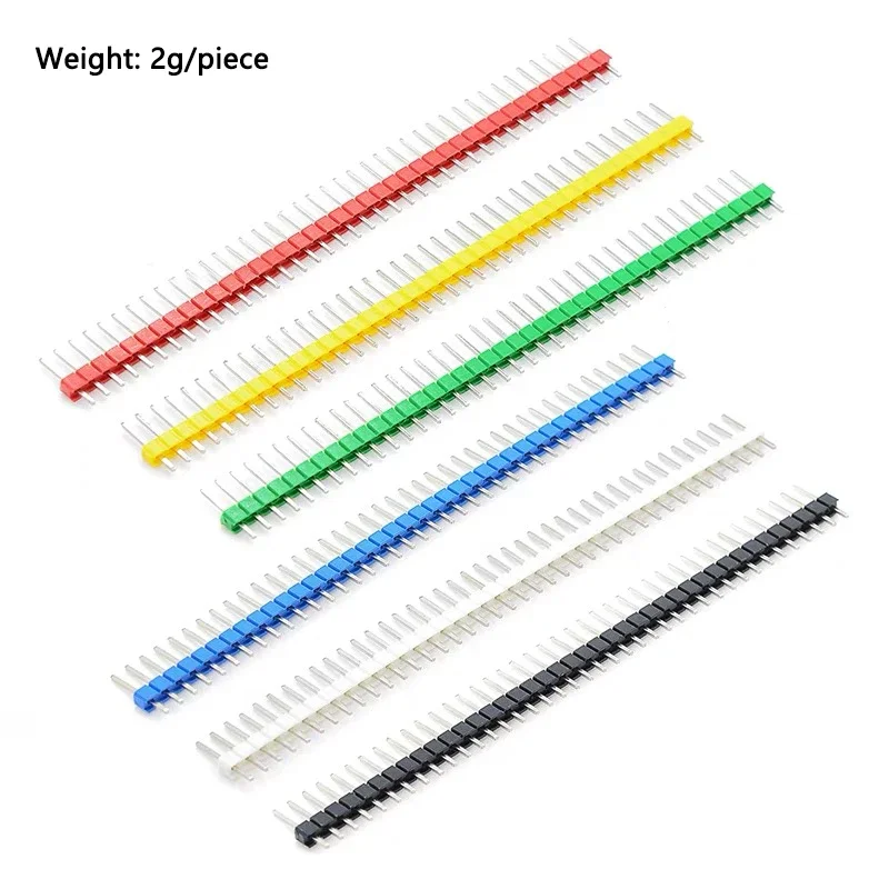 30 قطعة غرزة صف اللون 2.54 الملعب 1x40P واحد مستقيم أبيض أحمر أزرق أصفر أخضر أسود PCB دبوس قطاع لاردوينو #4