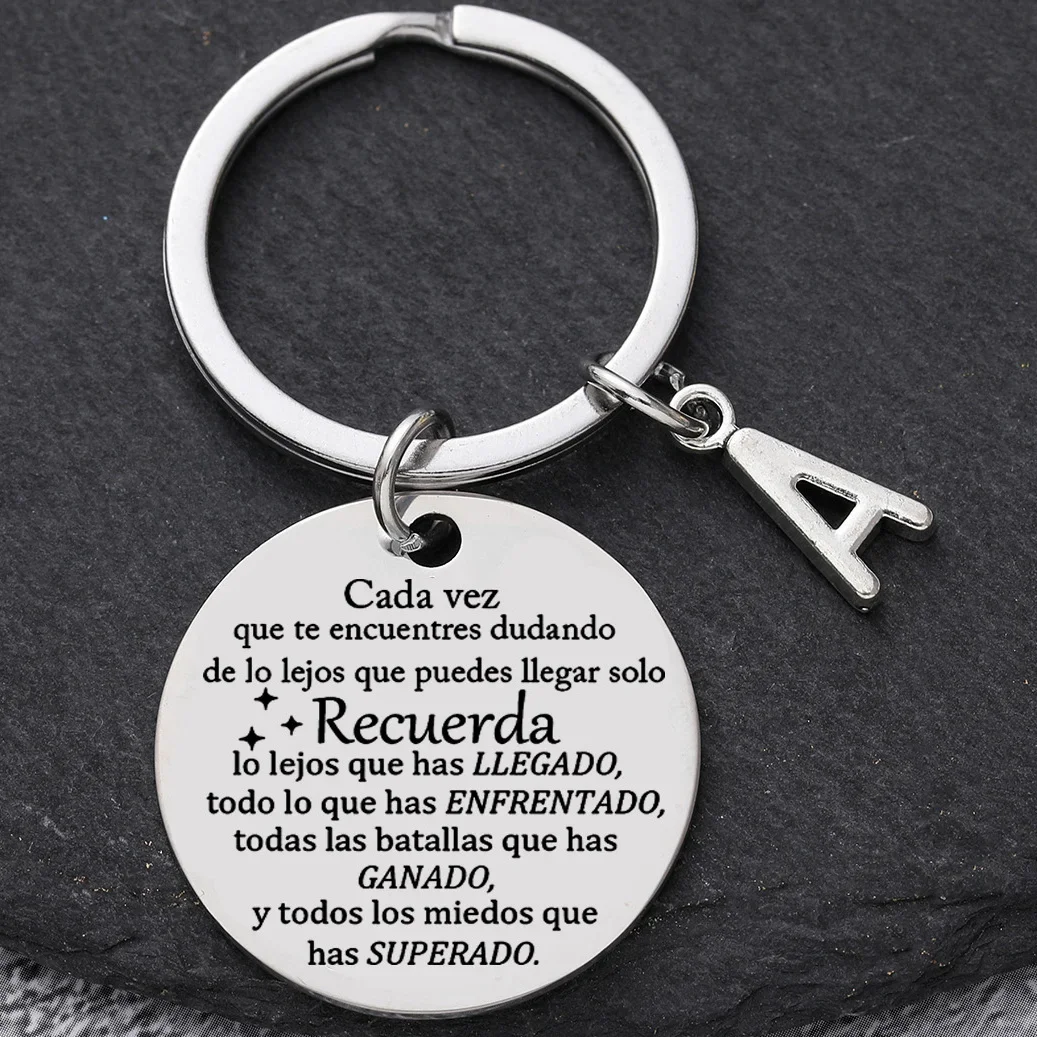 1PC Portachiavi spagnolo Portachiavi con ciondolo con citazione ispiratrice, per figlio figlia zia nipote famiglia e amici Hijo Hija
