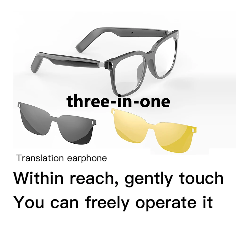 

AI Smart Translate Eyeglasses BT 5.4 Call Intelligent Translator Glasses Rechargeable Audio Music Call Sunglasses for Men Women