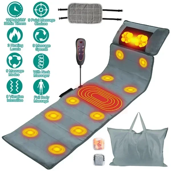

Full Body Electric Massage Mat with Heat Vibration Massage Pad Cushion Back Massage MattrChair Pad