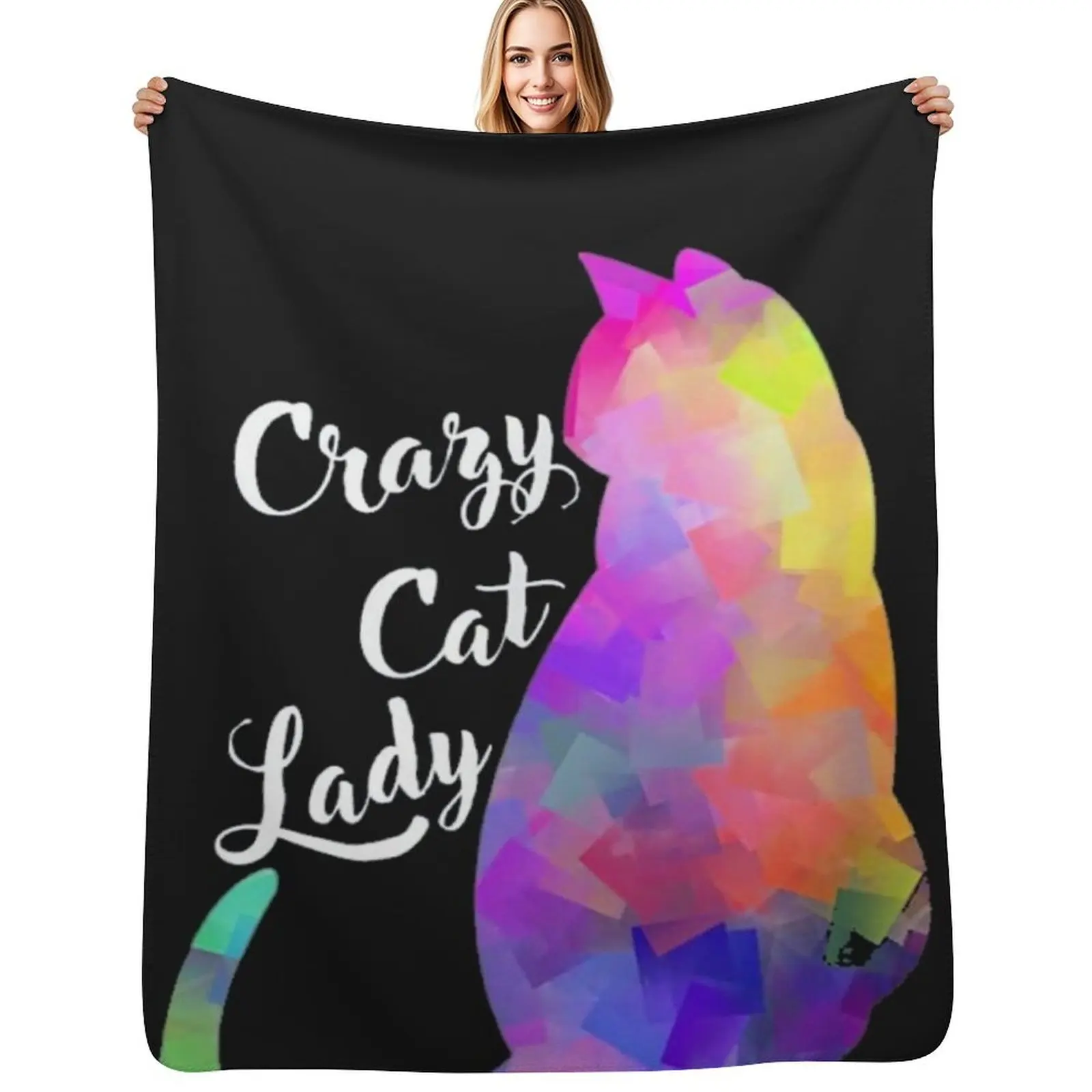 

Crazy Cat Lady Throw Blanket Hairy Cute Plaid anime Hair Blankets