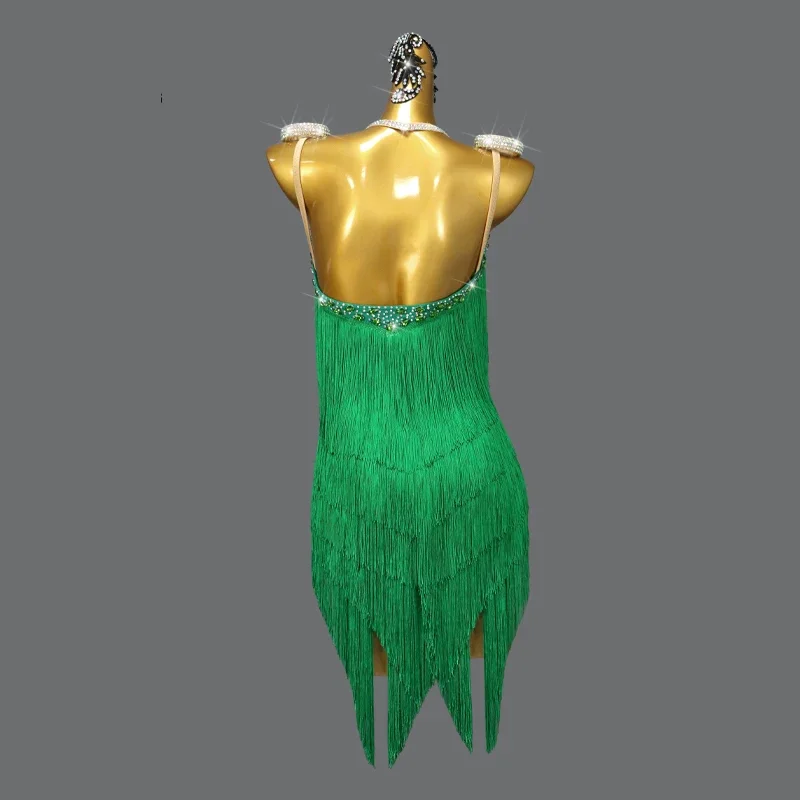 Robe de danse latine pour femmes, jupe à franges, costume de ligne, scène, salle de Rh, Rh, soirée, vêtements de sport féminins, samba, Gelgirl