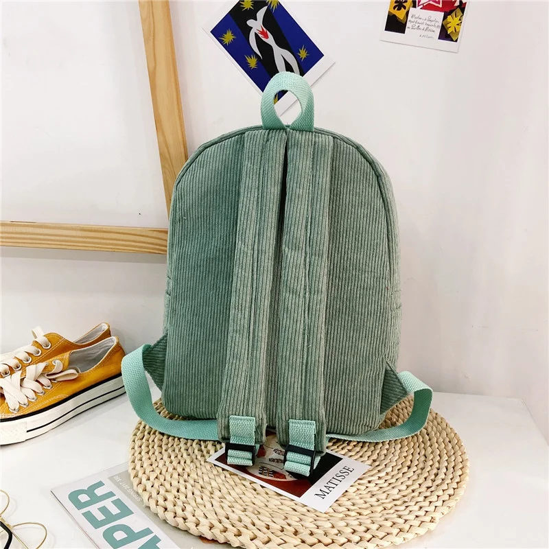 Vintage Corduroy Women's Backpack Fashion Small Feminina Travel Backapck Casual Korean Style School Bag For Girls