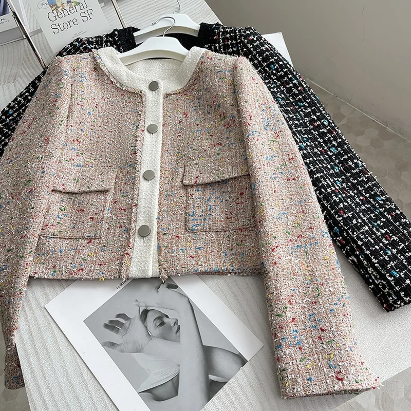 

Commuter Sle round Ne Color Blo ort Jaet Slimming Fraance Wind Top Women's Faion Spring Season Regular Sve