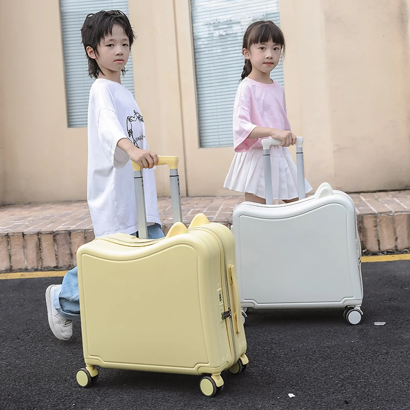 

Children's Suitcases on Wheels 20 inch Rolling Luggage Lightweight Can Sit to Ride Kids Trolley Case Cabin Travel Suitcases