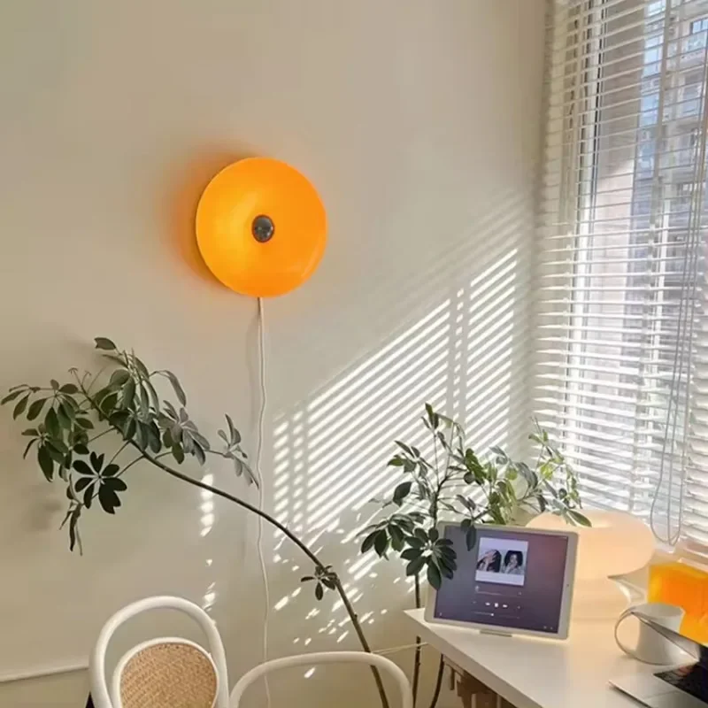 Candeeiro de mesa redondo de vidro LED Touch Orange Donut