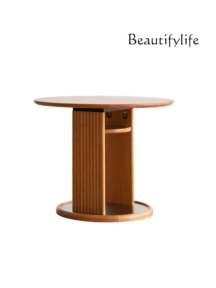 

Nordic Cherry round Dining Table Solid Wood Log Small Table Simple Small Apartment Home Table