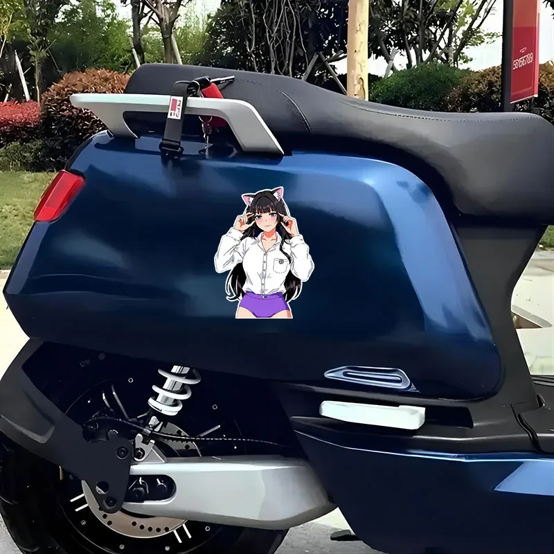 1개 애니메이션 고양이 귀 소녀 2D 데칼 - 방수 내구성 생생한 디자인 노트북 자동차 휴대폰용 - 애니메이션 및 귀여운 스타일 애호가들에게 이상적