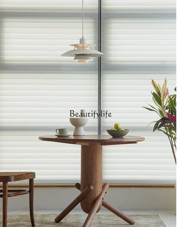 

x4 Retro Style Solid Wood Small Apartment round Dining Table