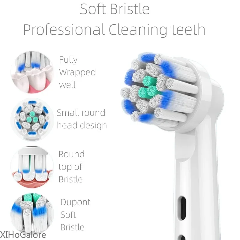 DuPont Soft Bristle Gum Care Whitening Deep Clean Toothbrush Heads Replacement For Oral B Electric Brush 4Pcs Set