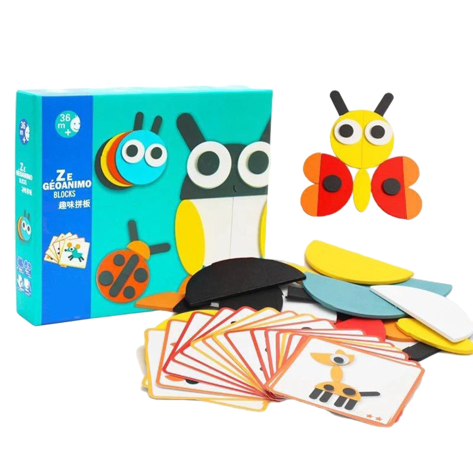 บล็อกไม้ปริศนาฝึกสมองของเล่น 3D แทนแกรมจิ๊กซอว์ของขวัญเพื่อการศึกษา