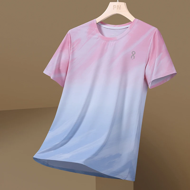 

Ice Silk Qui Dry Cool Feeling round Ne ort Sve Men's T-irt Summer Sports Leisure Outdoor Fitn Running Hanfu