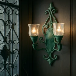 Juhan-Wall Hanging Candlestick, Wind Lamp, Retro Iron Art, Renovation Decoration, Grocery, Garden, Courtyard, French Style