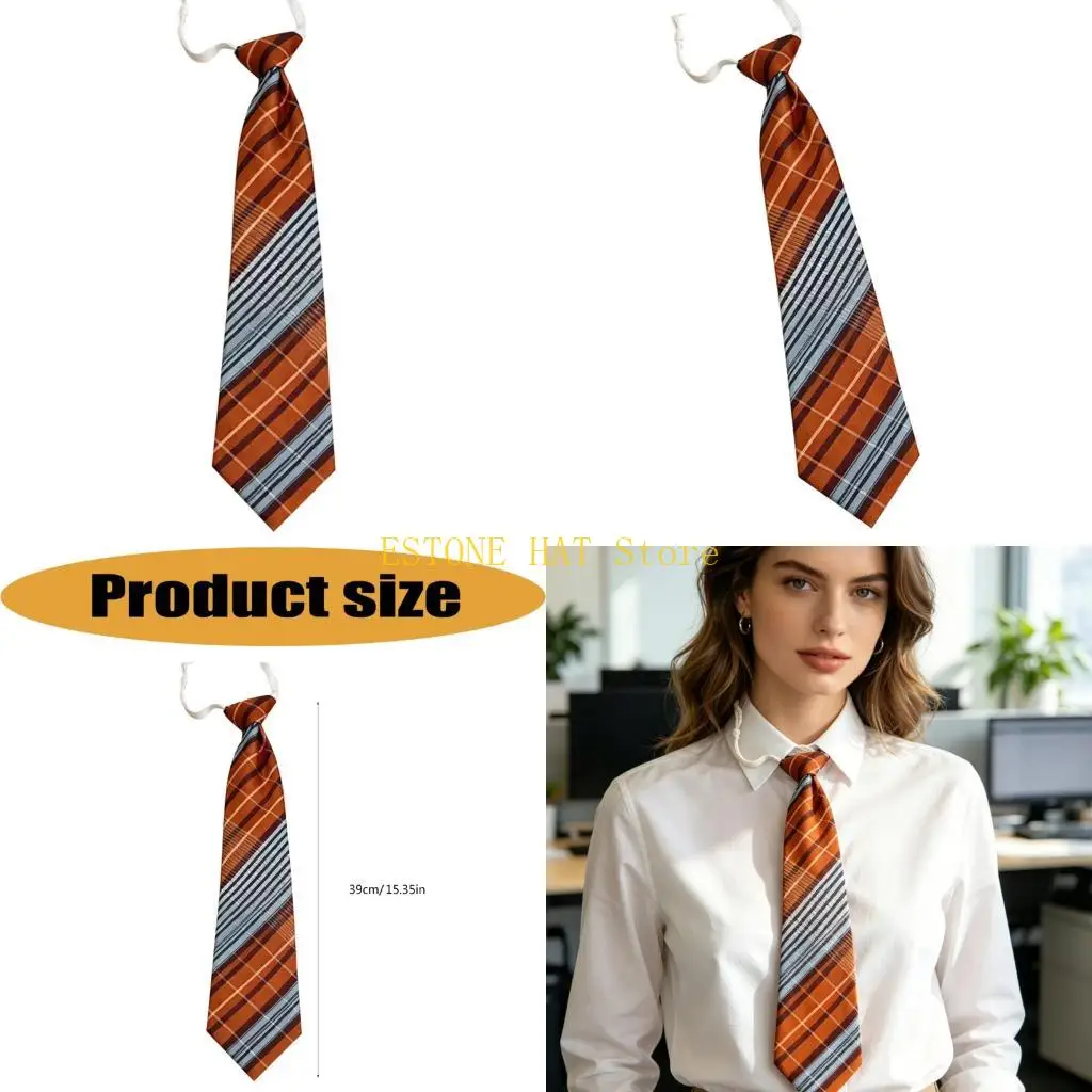 49MF Plaids Tie For Men Women Trendy Design Polyester Necktie For Office Business Meeting Graduation Ceremony Lightweight Easy