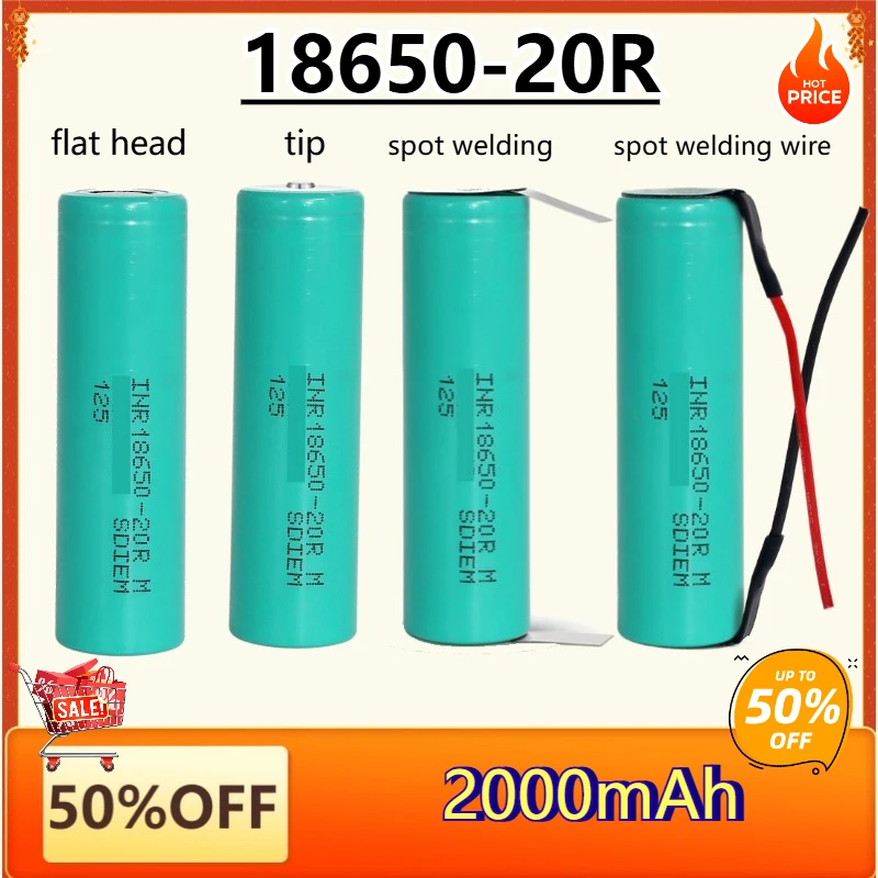 

New 18650 3.6V 2000mAh 18650 Lithium Rechargeable Battery Suitable for GTL Evrefire Flashlight Battery Power Tool Battery