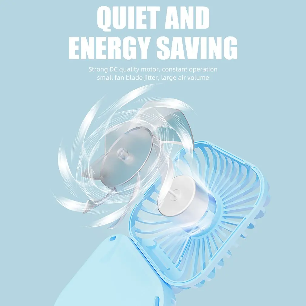 Ventilador eléctrico pequeño y plegable para colgar en el cuello, miniventilador portátil de mano creativo para dormitorio de estudiantes, deportes, USB, para exteriores