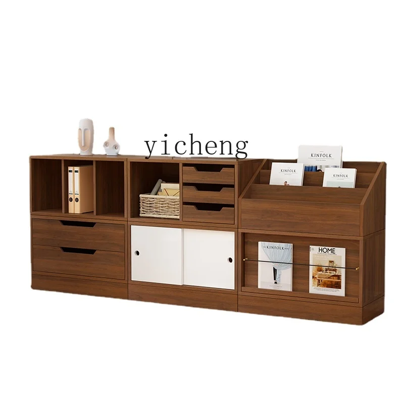 Tqh Solid Wood Low Cabinet Locker Multi-Functional Free Combination Book Storage Windows and Cabinets Living Room