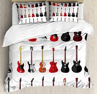 Guitar Bedding Set For Bedroom Bed Home Musical Instruments Set Pattern with Various Acous Duvet Cover Quilt Cover Pillowcase