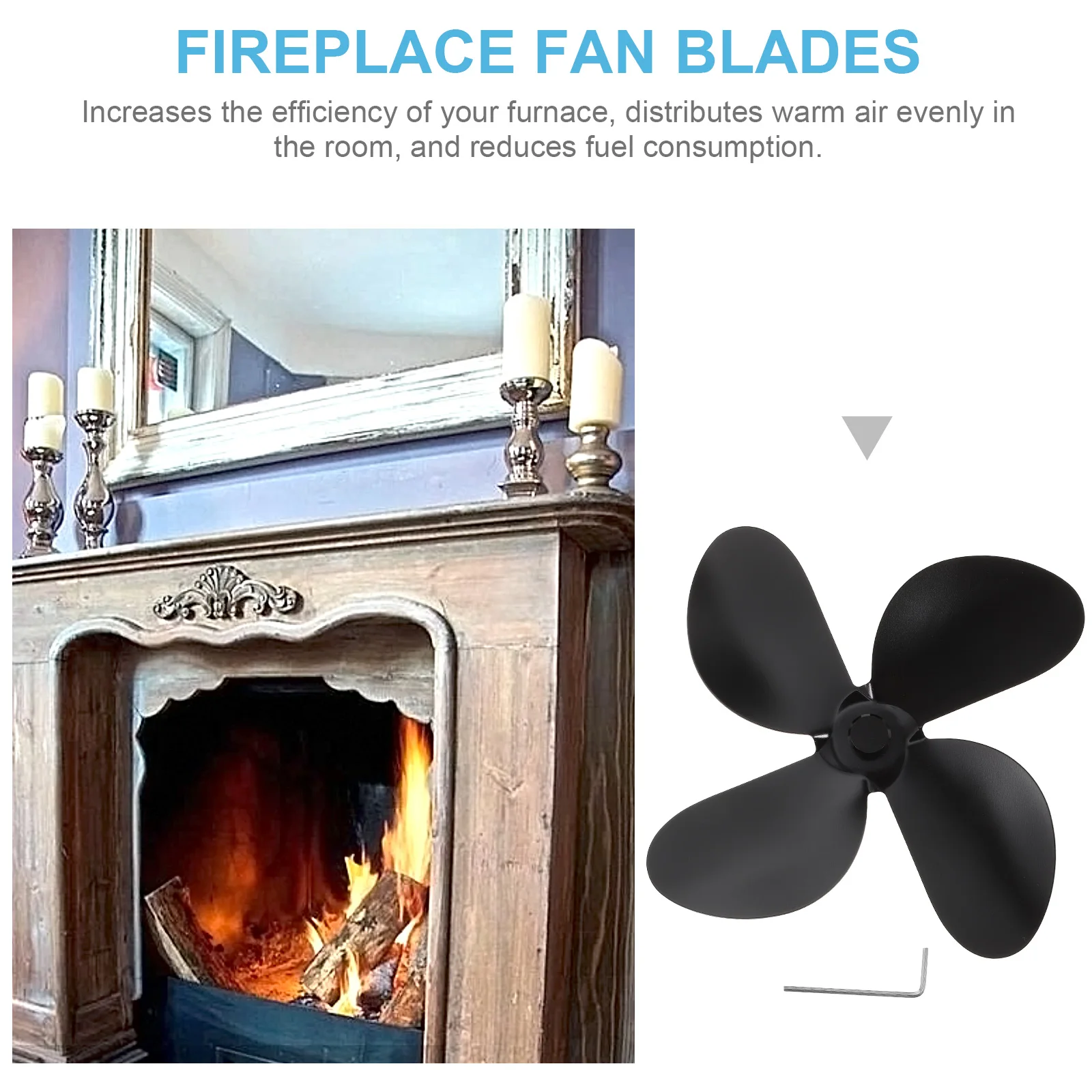 

Aluminum Alloy Fireplace Fan Blades Stove Accessories Heat Powered Warm Replacement Metal Prop Efficient Long Use