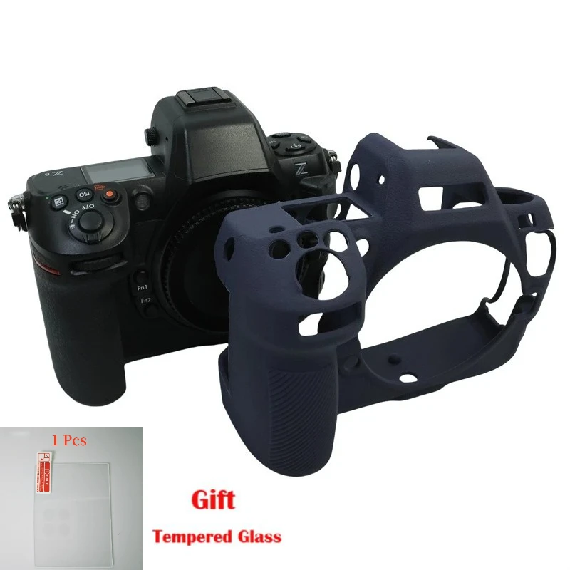 

Soft Silicone Camera Case Protective Body Cover Bag, For Nikon z8 + Tempered Glass LCD Protective Film