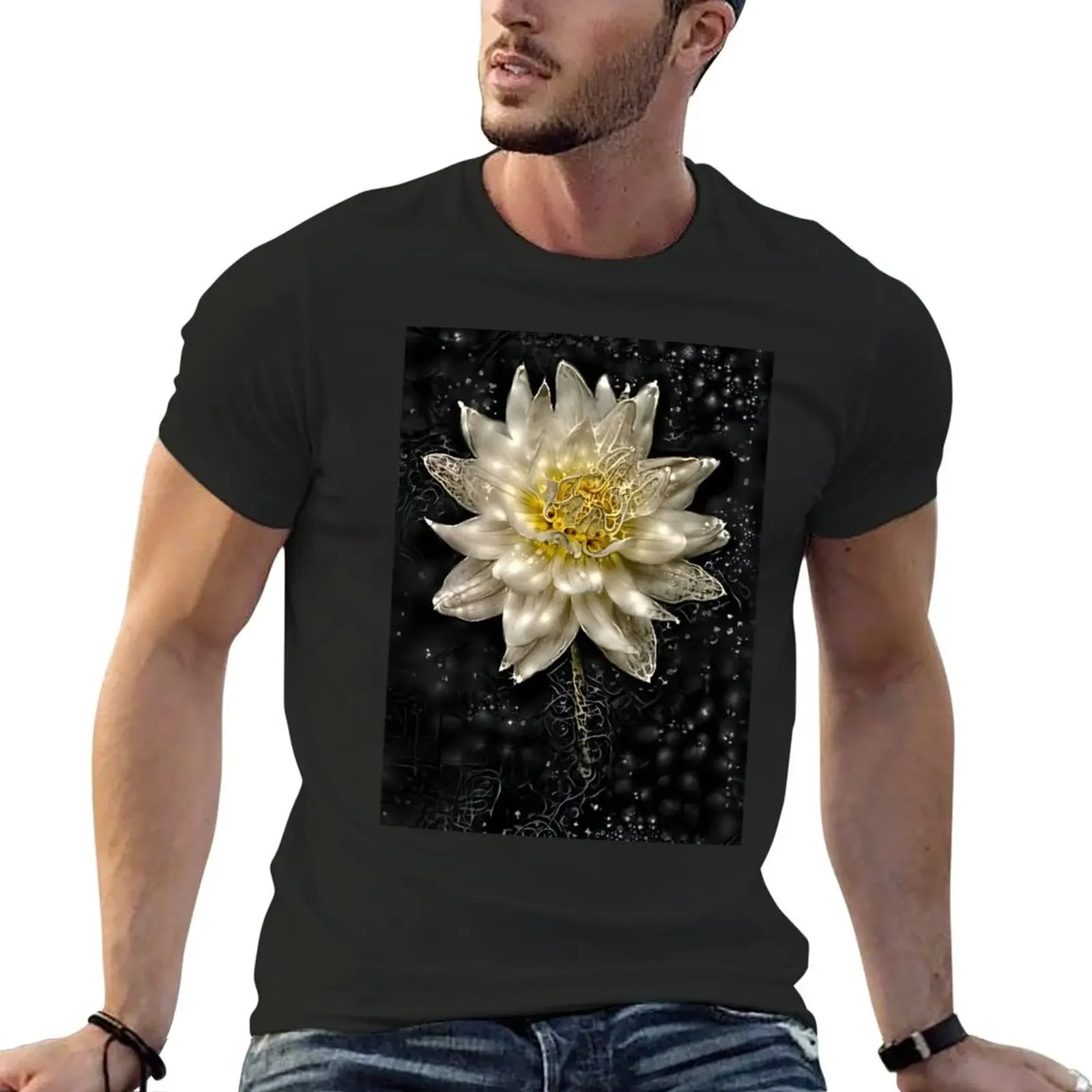 Glowing White Dahlia T-Shirt vintage anime t shirts cute tops kawaii clothes T-shirt men