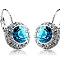 Round moon quality Crystal Circle Hoop clip earring fashion Jewelry kate queen dropshipping birthday summer wed party lover gift