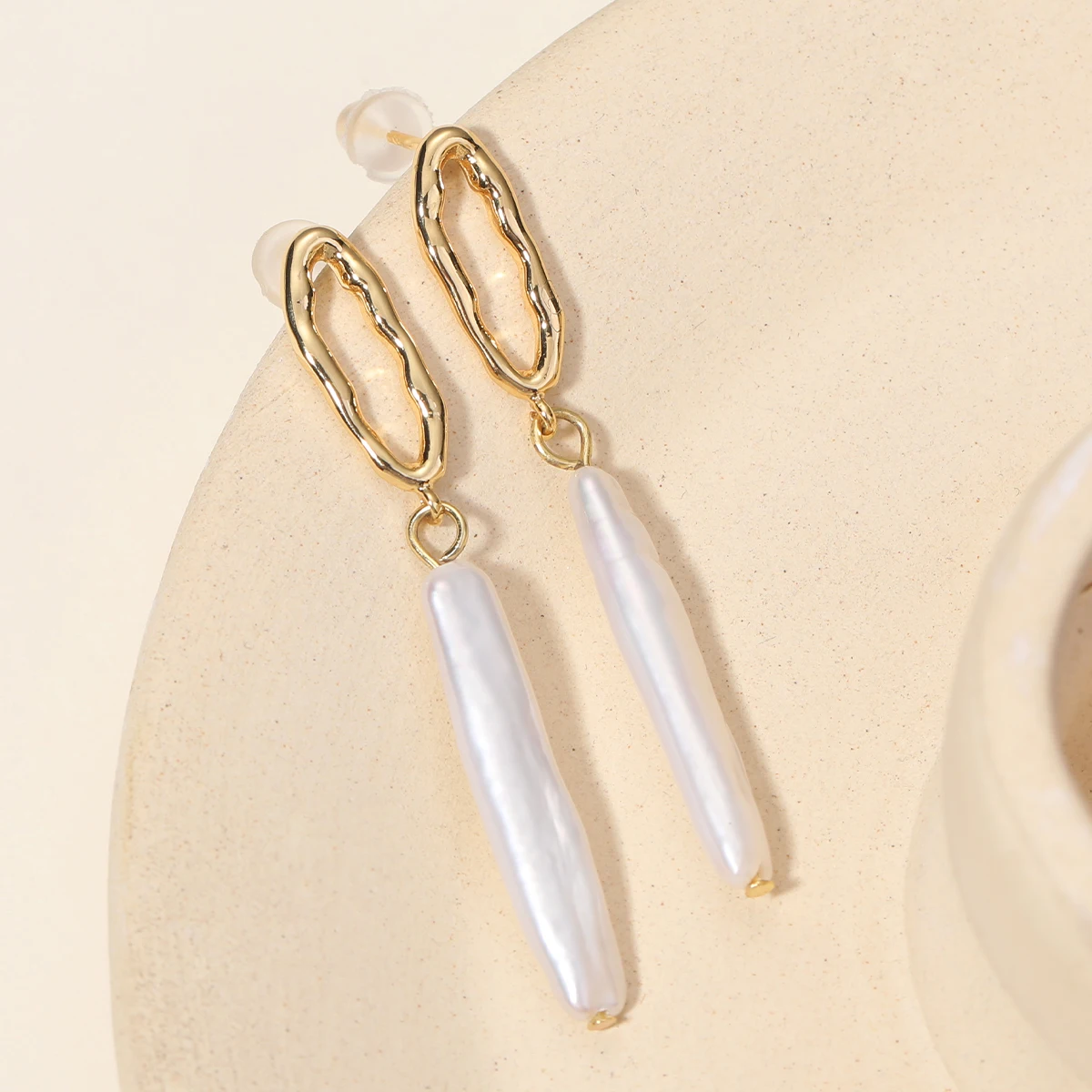 

Fashion Hoops Earring Irregular Natural Freshwater Pearls Pendant Stainless Steel Earrings For Women Men Jewelry Piercing Dangle