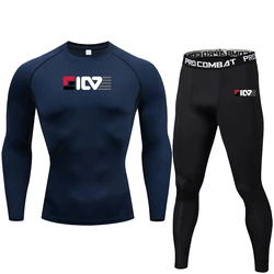 Men Running Sportswear Suit GYM Tight Sports Long Sleeves T-shirt Workout Jogging Fitness Tracksuit Pants Compression 2 Pcs Sets