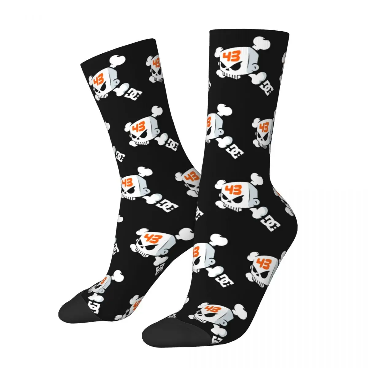 Crazy Design Skull 43 Racing Ken Block Basketball Socks Polyester Long Socks for Women Men Non-slip