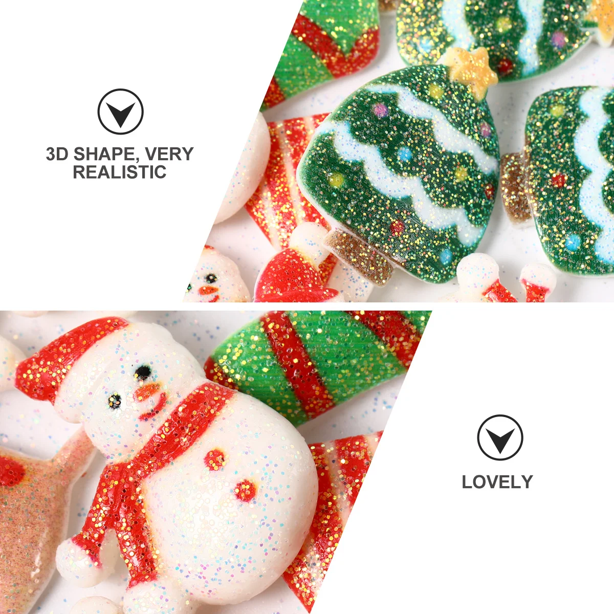 

50Pcs Resin Accessories Christmas Theme Handmade DIY Materials Bright Smooth Surface Lightweight for Phone Case Hairpin