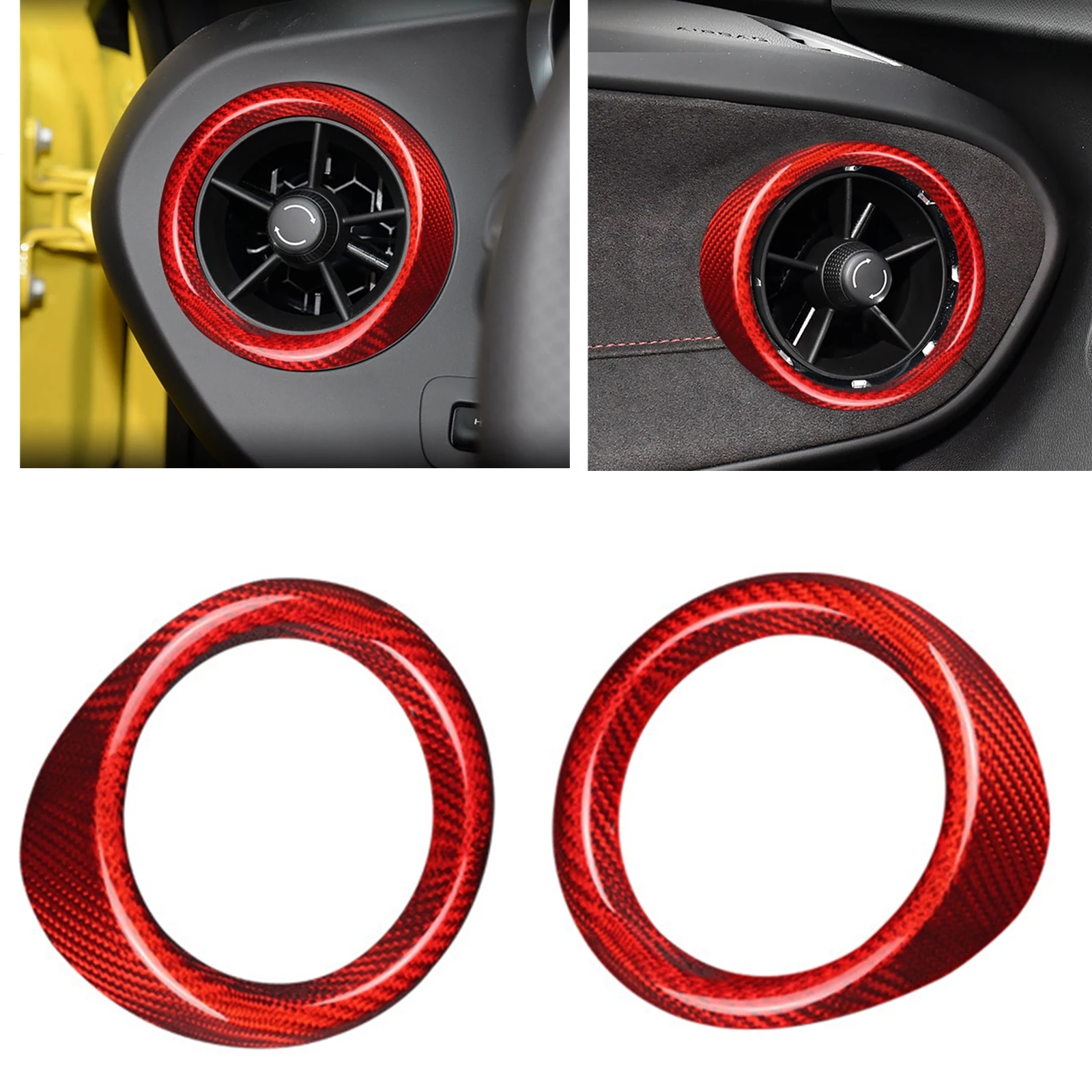 

2PCS Dashboard Air Vent Outlet Ring Cover Trim Turbine Frame Bezel Strip For Chevrolet Camaro 2016-2023