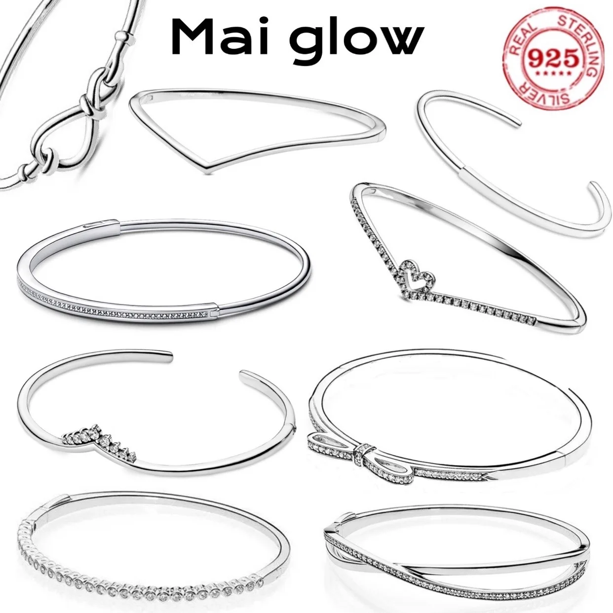 

Hot Authentic 100% 925 Sterling Silver Bracelet Shiny Bow Knot Cross Ray Charm V Bracelet for Original Women Luxury Jewelry Gift