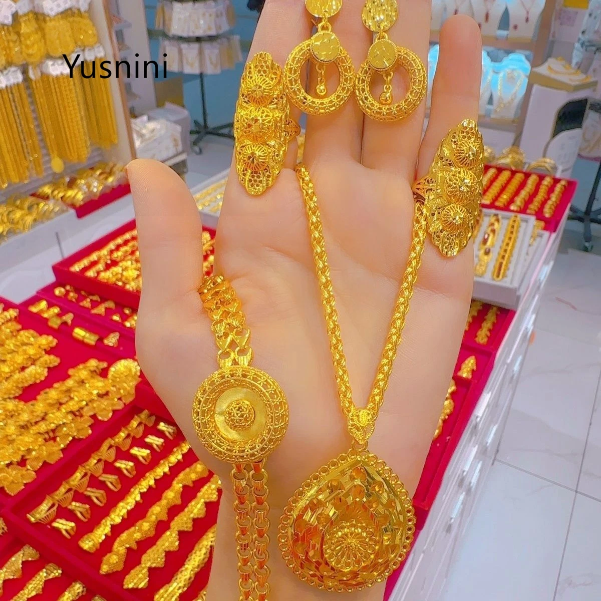 Novo Conjunto de Joias de Luxo - Women'S Fashion Rings Gold avaliação e preço
