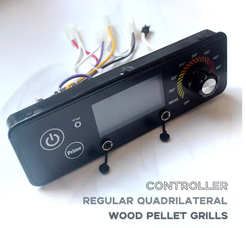 

Контроллер температуры для печи на древесных пеллетах с ЖК-дисплеем, отображающим температуру мяса и дровяной печи.