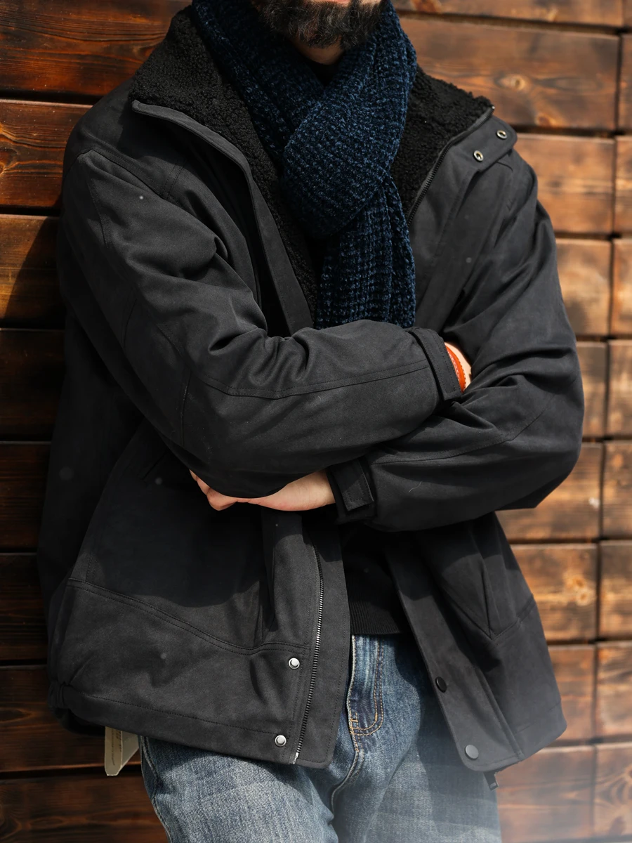 

Утепленная рабочая куртка из хлопка с начесом из овечьей шерсти для мужчин, зимнее хлопковое пальто с защитой от холода и теплоизоляцией