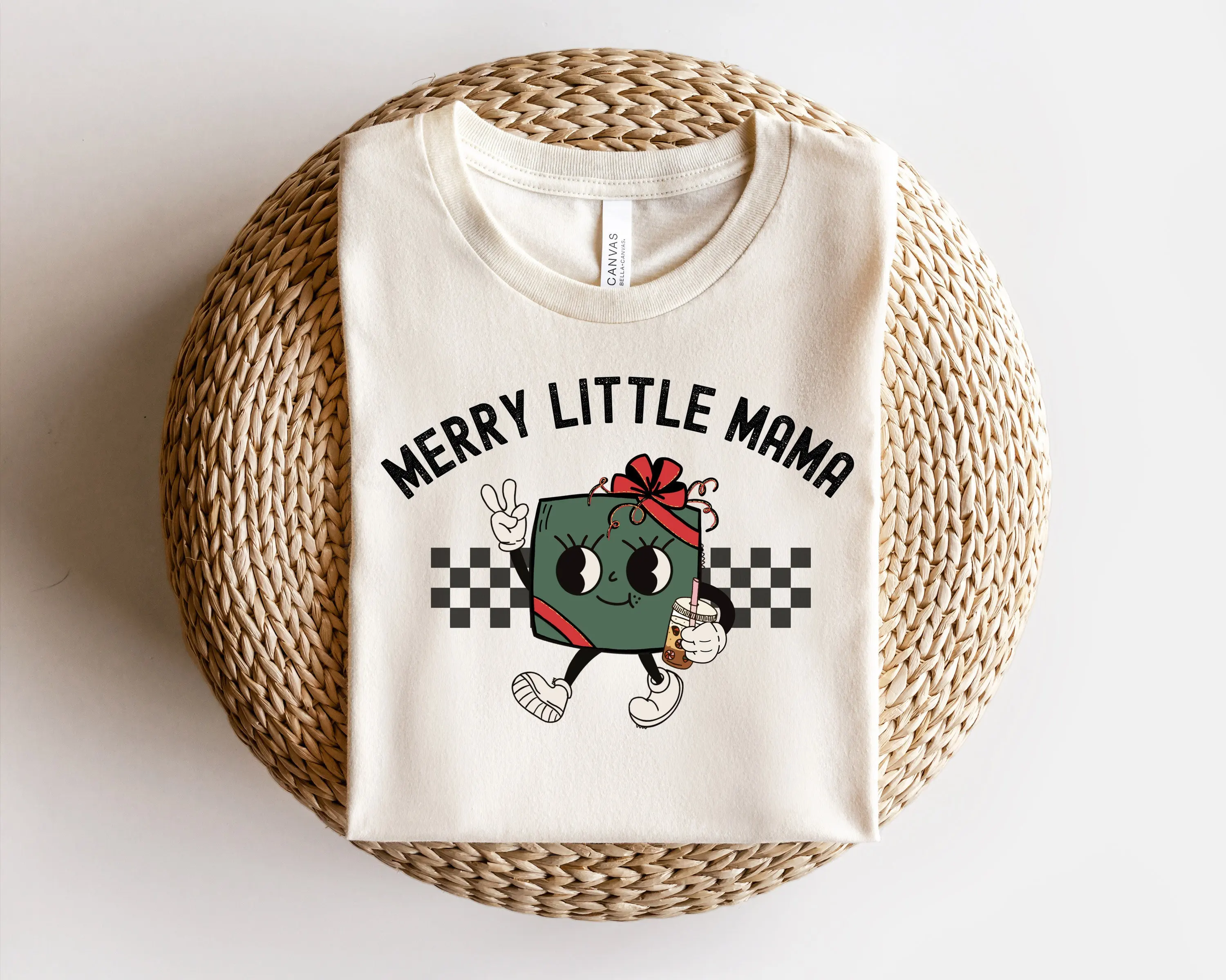 Merry Little Mama Shirt Big Sister T Retro Christmas Gift for Coffee Cheer