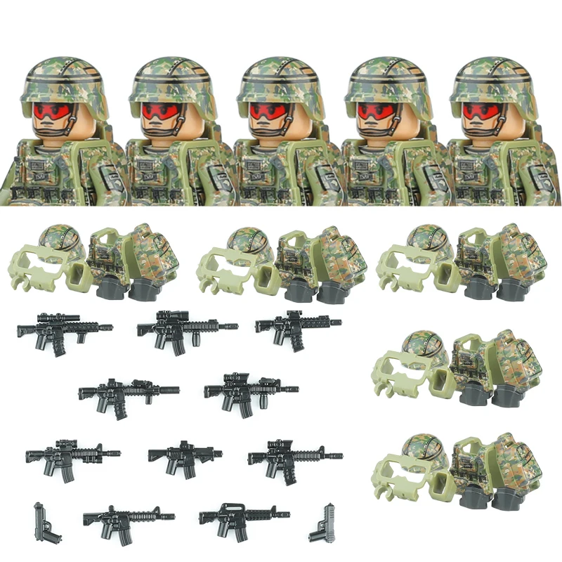 Amerika Armee Kampfuniform Spezialeinheiten Figuren Bausteine Stadt US Special Air Service Soldat Militär Waffen Spielzeug