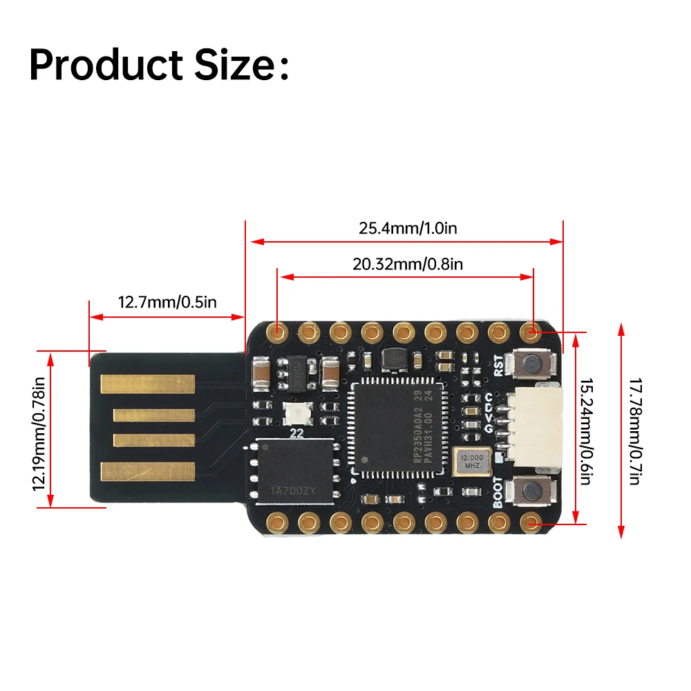 4M/16M RP2350 Mini Microcontroller Development Board Dual Core ARM Cortex-M33 Hazard3 RISC-V Dual Processor For Raspberry pi