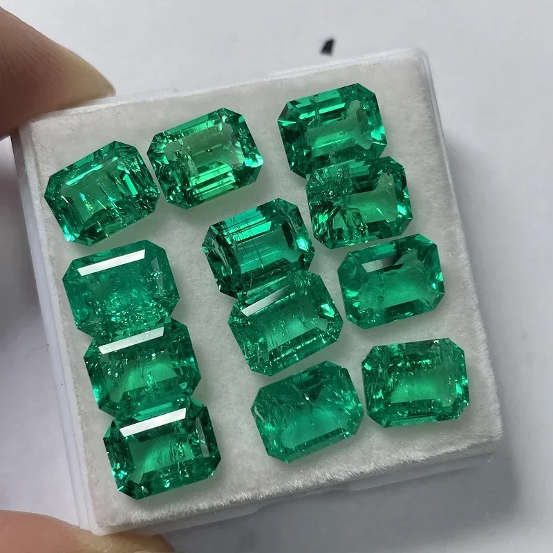 

RUIF 2024 Top Quality Lab Grown Emeralds Green Inclusion Emerald Cut Colombian Vivid Green Loose Gemstone