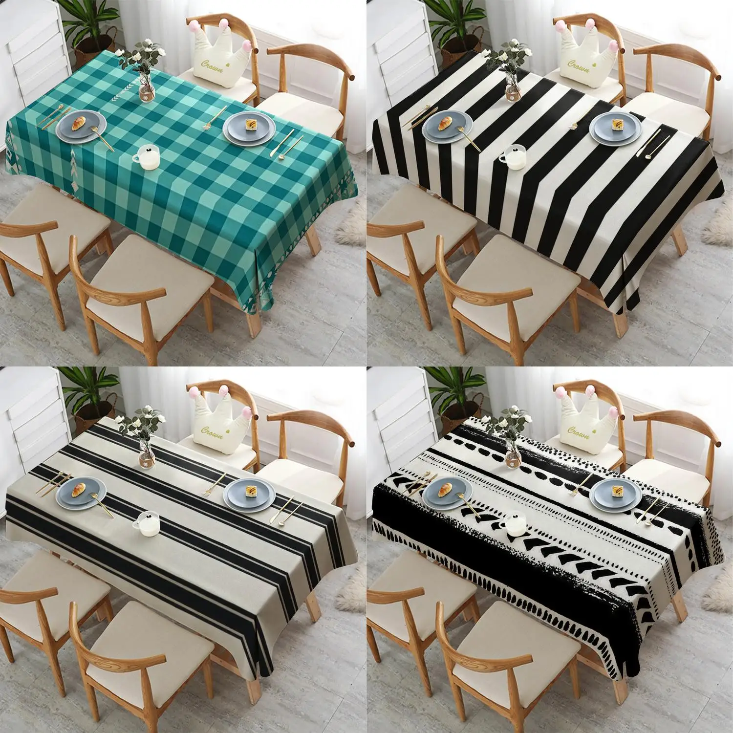 Checkered Pattern Tablecloth Restaurant Kitchen Tablecloth Living Room Home Decoration Rectangular Party Decoration