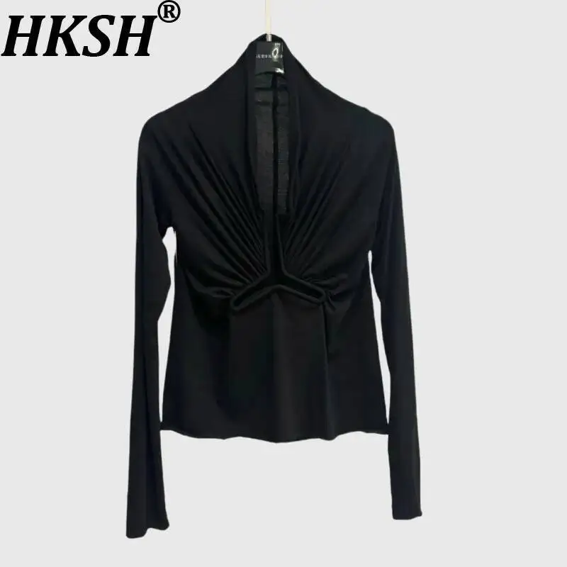 

HKSH Spring Autumn Summer New Dark Punk Niche Design Long Sleeve T-shirt Chic Ins Streetwear Women Elegant Trendy Y2K HK00210802