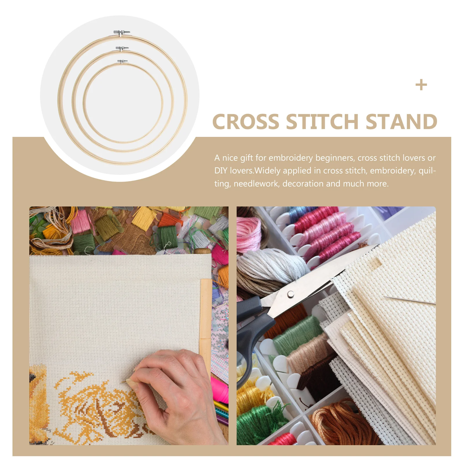 

10Pcs Embroidery Hoops Adjustable Bamboo Cross Stitch Rings Sewing Circles for Needlework DIY Craft Supplies Embroidery Hoops