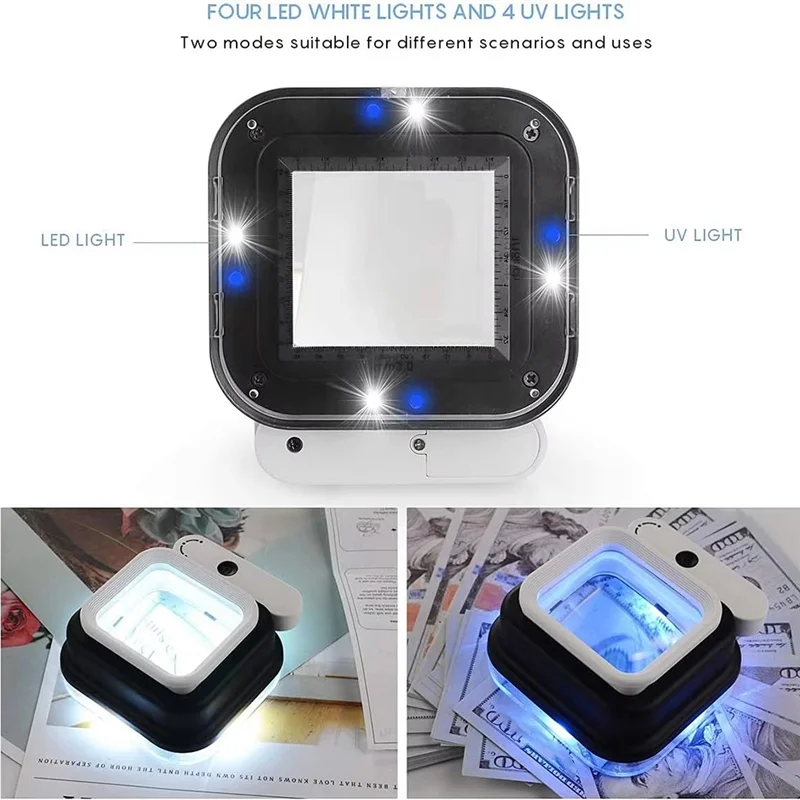 AT82-Adjustable Eye Loupe Magnifying Glass With Light Scale 10X/15X/20X Handheld Portable For Reading Coins Jewelry Stamps Etc