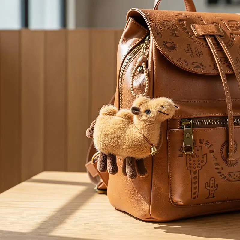 Fluffy Soft Cartoon Camel Plush Keychain Adorable Animal Pendant Durable Ornament for Bag Key Ring Holiday Gift Sets