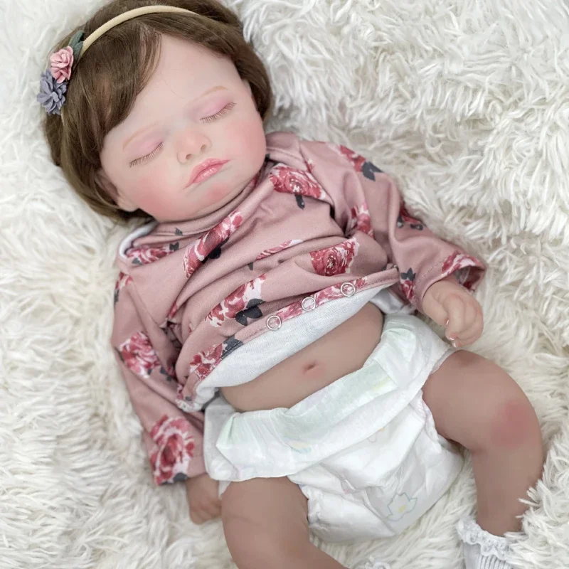 

45CM Rosalie Newborn Sleeping Baby Full vinyl Girl Body Reborn Doll Handmade Painted Lifelike 3D Skin with Visible Veins