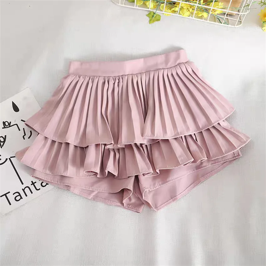 Gowyimmes 2025 wiosna lato kobiety plisowana spódnica z siateczki moda dziewczyna wysokiej talii spodenki trapezowe spódnice wróżka Mini Bottmings PD1790