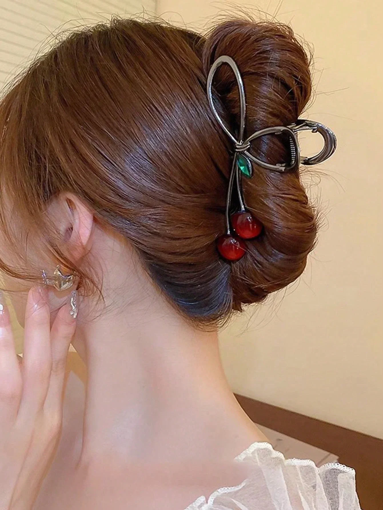 

Large Cherry Hair Claw Clip Stylish Hair Accessory For Women Summer Fall Winter Vacation Outfit