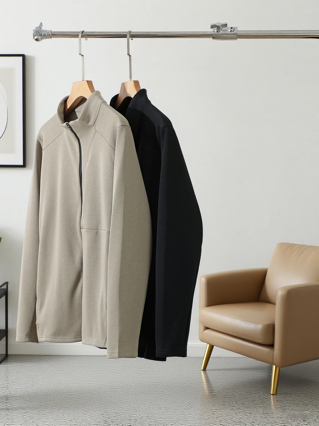 

Exquisite Quali Casual Men's Jaet Autumn Basic Commute Versatile Stand Collar Loose Fit Breathable Cotton Polyester Zipper