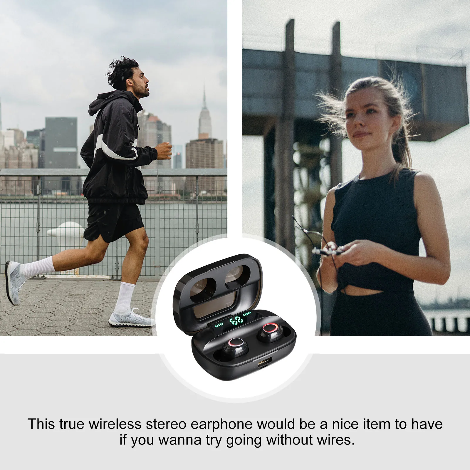 

Earphone Wireless Mini Earpiece High Capacity TWS True Stereo Long Durability Music Stable Sound Quality