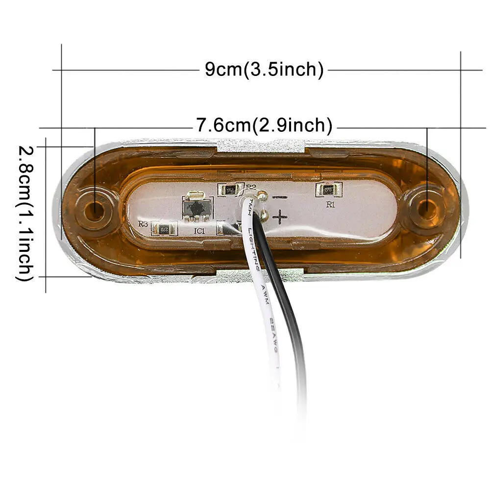 Trailer Indicator Amber LED For Trailer Installation Sealed Lens Mounting Bracket Included ABS Material For Trailers